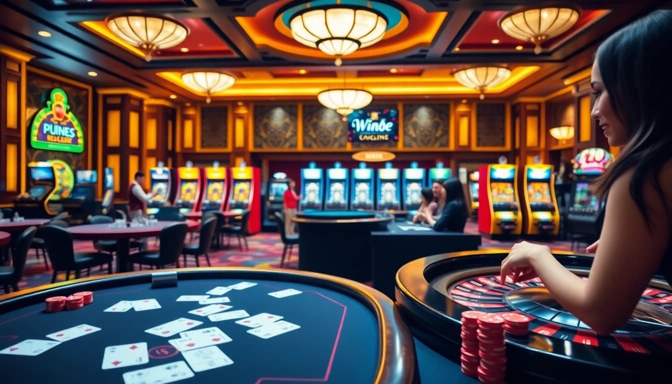 Engaging players at win55 online experiencing thrilling casino games with vibrant visuals.