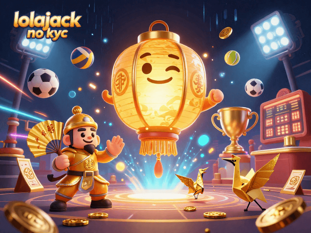 Engage with lolajack no kyc as the glowing spirit floats above a bustling night market casino.