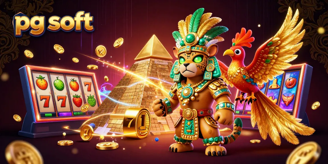 Engage with pg soft slot games featuring lucky symbols and dynamic gameplay in this 3D illustration.