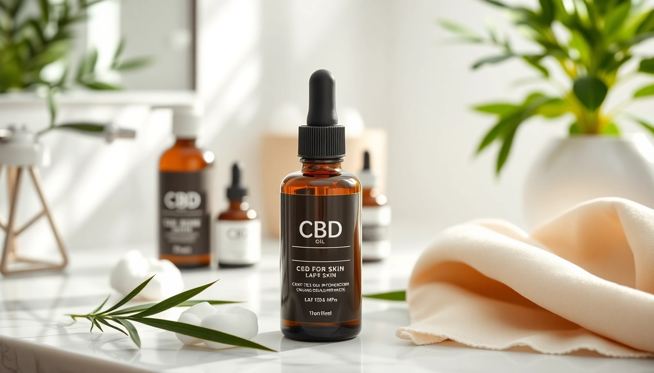 Apply CBD oil for skin shown in a soothing bathroom setting, enhancing skin hydration.