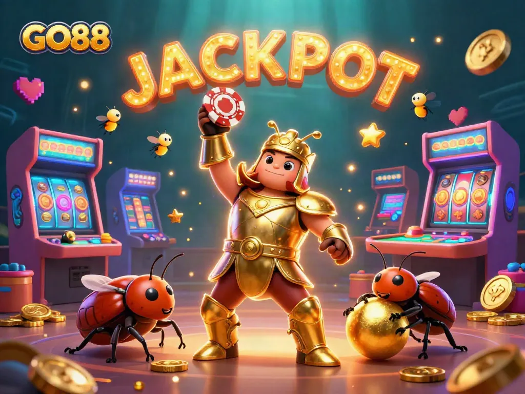 Engage in thrilling gameplay at GO88 with dynamic elements showcasing a beetle victory scene.