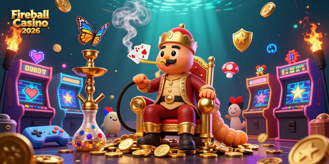 Gra w Fireball Casino 2026 z symbolami pokera i kolorowymi elementami gier kasynowych.
