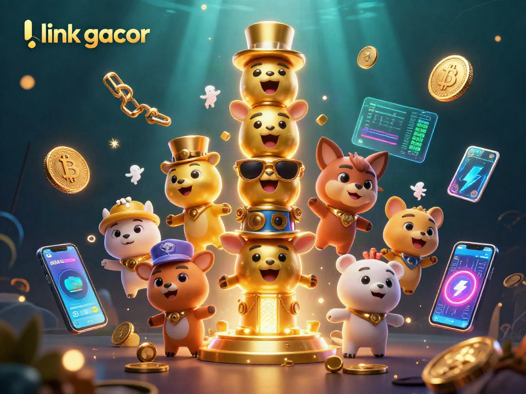 Engage with link gacor as a golden totem pole showcases casino excitement in a vibrant 3D illustration.