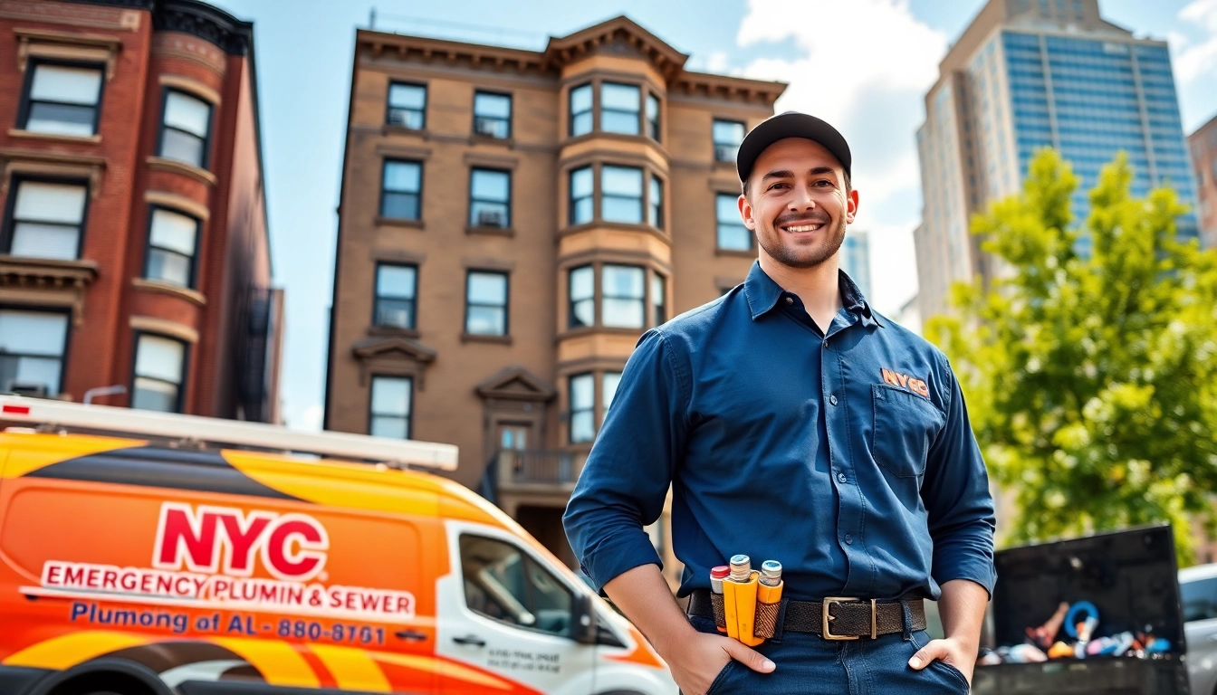 NYC emergency plumber & sewer providing professional plumbing services in front of a brownstone in NYC.