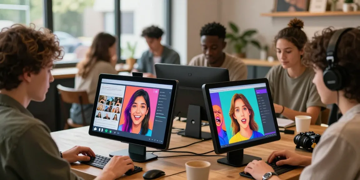 Engaged users rating AI-generated images in a vibrant interactive setting, showcasing smash or pass ai.