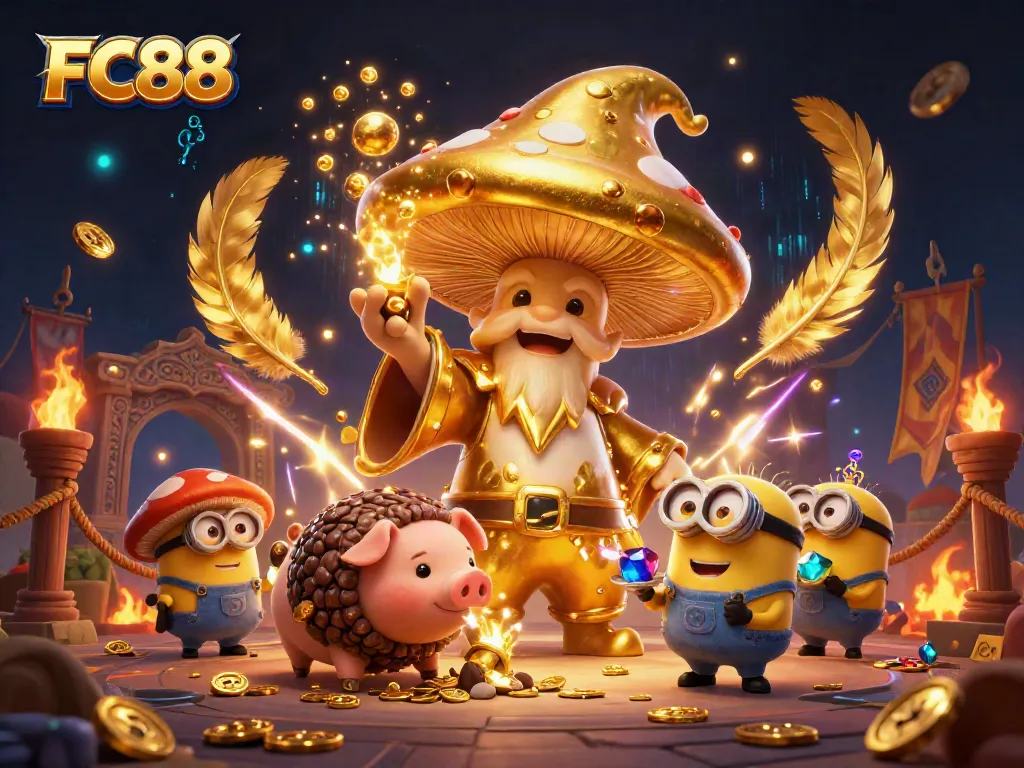 Join the fun at FC88, where magical wizards and treasure await in an enchanting casino scene.