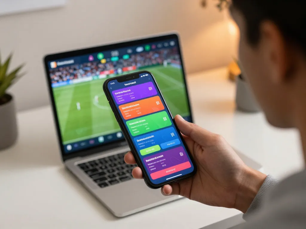 Engaging analysis of keonhacai sports betting odds on a smartphone during an exciting game