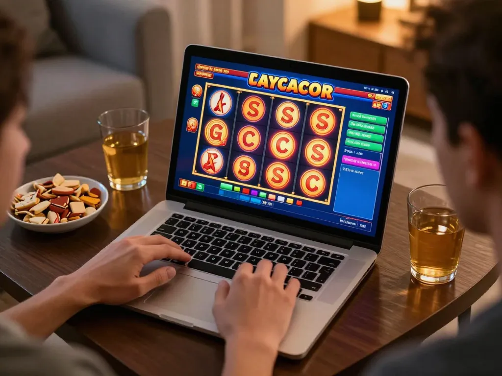 Engaging gameplay on laptop showcasing slot gacor, highlighting vibrant graphics and player interaction.