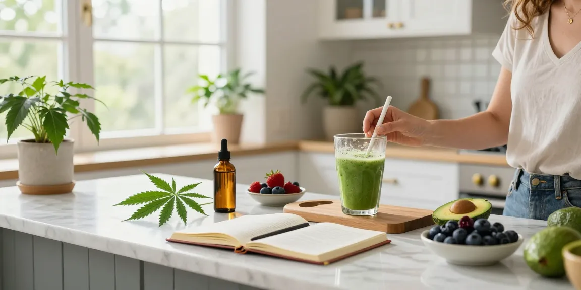 Cannabis FAQ: Discover health benefits of CBD oil in a natural wellness scene featuring organic ingredients and hemp plants.