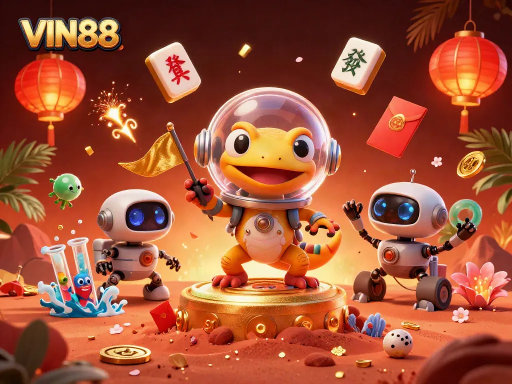 Join the excitement at VIN88's golden casino adventure on Mars with vibrant game elements.