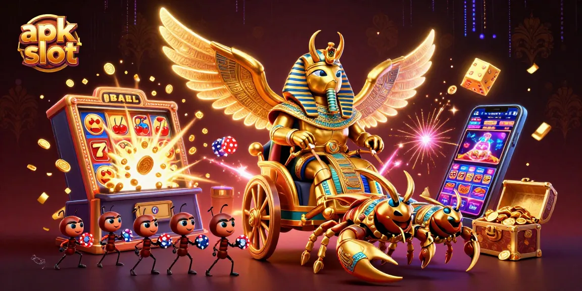 Mainkan apk slot dengan karakter kartun 3D menakjubkan berlatarkan kasino berkilau.