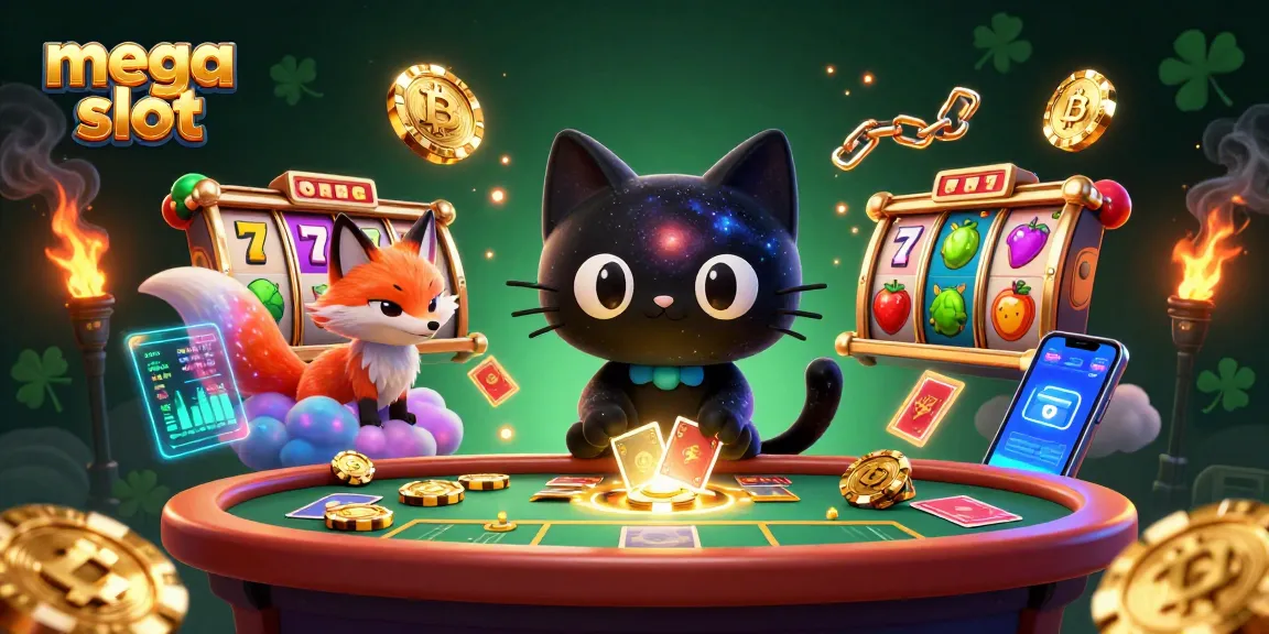 Menangkan permainan mega slot dengan ilustrasi kasino digital yang memukau dan karakter lucu.