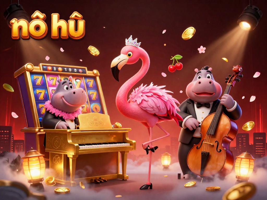 Engage with nổ hũ slots while enjoying vibrant casino ambiance in this 3D illustration.