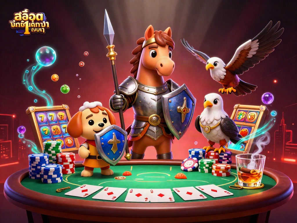 Play สล็อตฝากขั้นต่ำ1บาท with rich gameplay features and vibrant casino elements in this captivating scene.