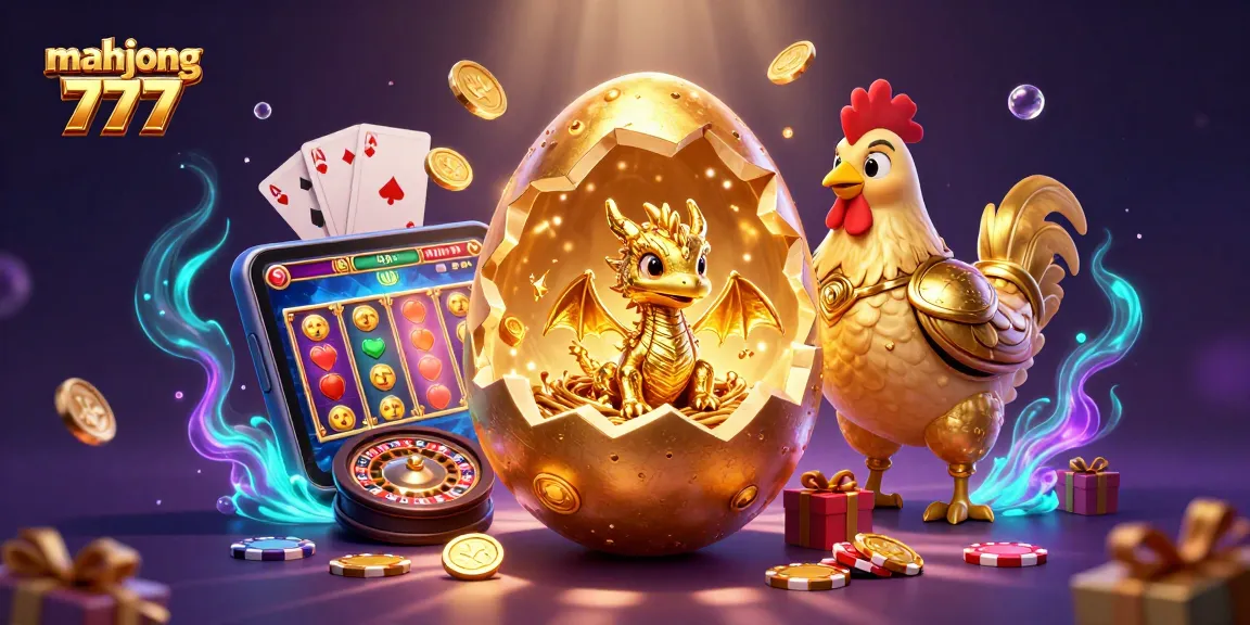 Engage with mahjong 777 in this dynamic casino scene featuring a golden dragon and casino games.