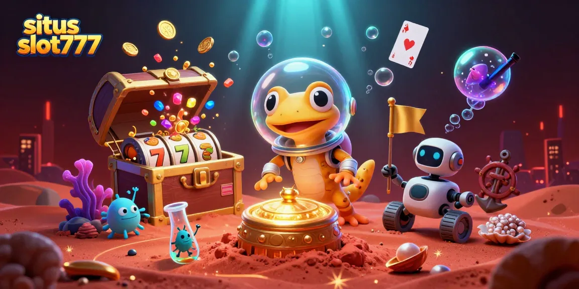 Spin to win at situs slot777 with a vibrant Martian casino adventure featuring rich treasures!