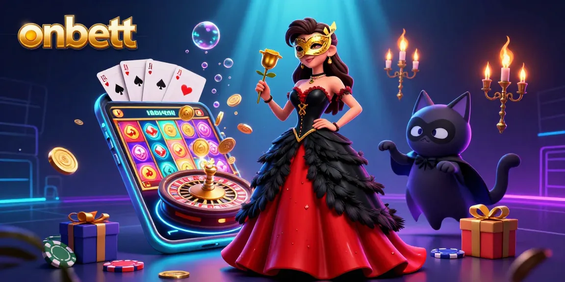 Experience thrilling gambling action with onbett's stunning 3D illustration and vibrant game elements.