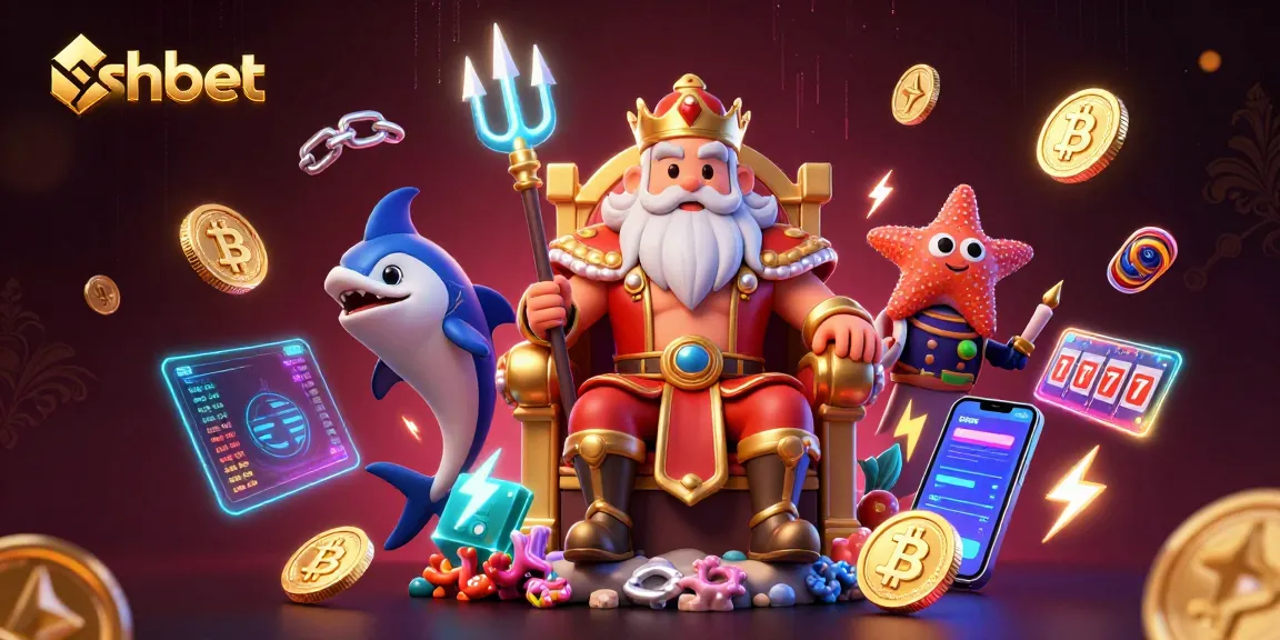 Engage with shbet's vibrant 3D casino scene showcasing Neptune and crypto elements.