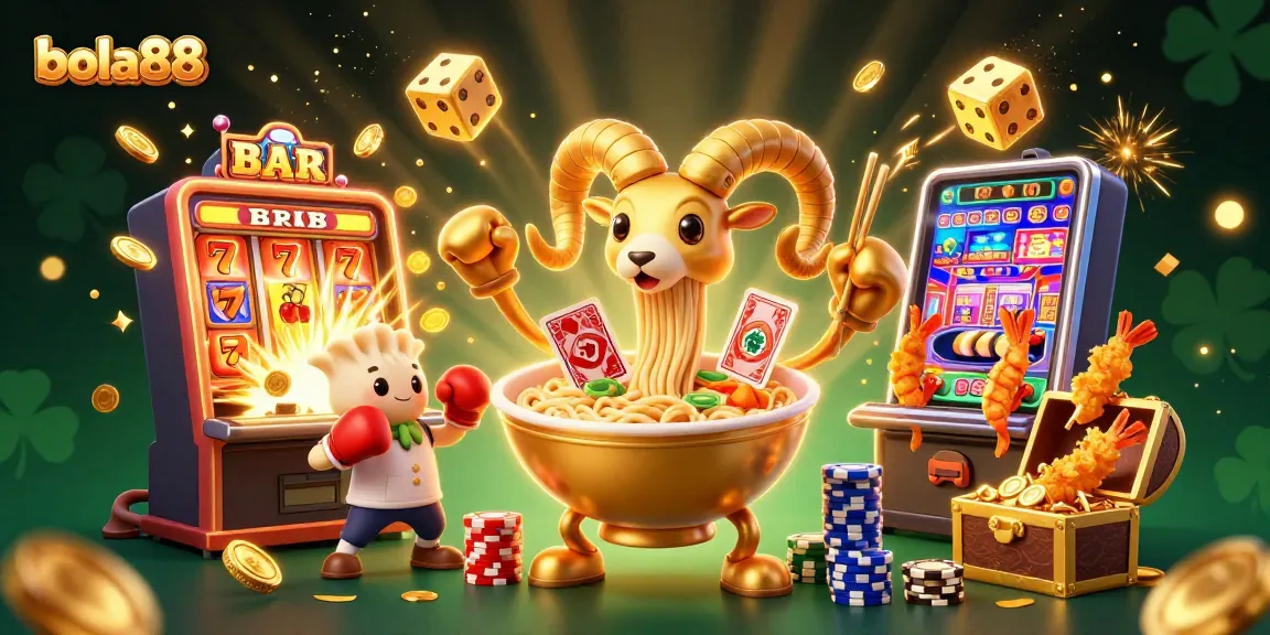 Taruhan seru di bola88 dengan karakter kartun 3D yang menampilkan elemen kasino.