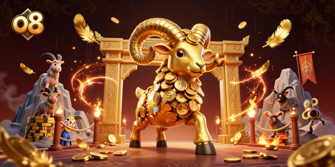 Experience thrilling action at o8 with a golden ram charging through a vibrant casino setting.