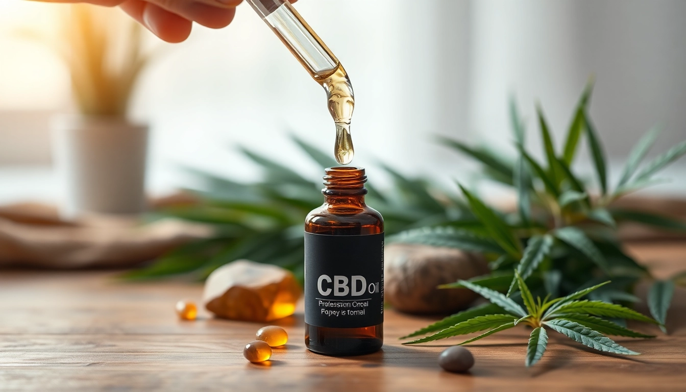 Apply CBD Oil from a dropper over fresh hemp leaves, promoting wellness and relaxation.
