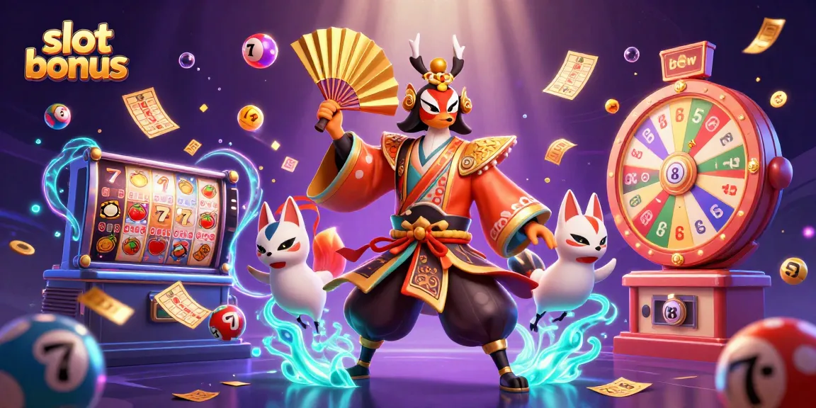 Engage with exciting slot bonuses amid a vibrant casino atmosphere filled with gold coins and lively characters.