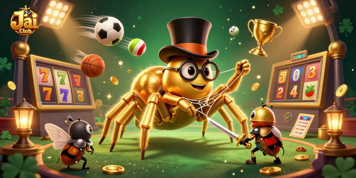 Engage in thrilling games at Jai club with an epic 3D casino scene showcasing vibrant characters and dynamic elements.