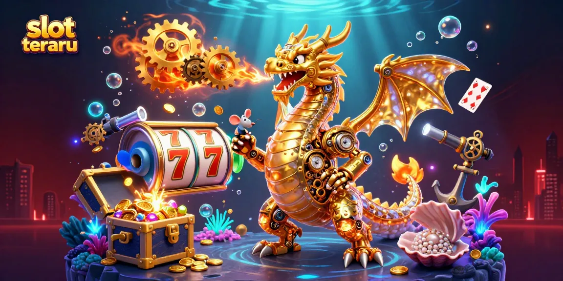 Experience the excitement of slot terbaru with a colorful dragon and winning symbols in a dynamic casino illustration.