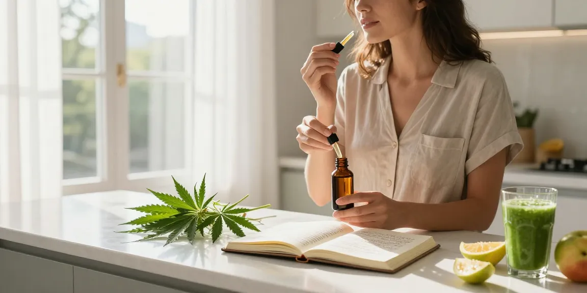 Properloud CBD oil tincture in a cozy wellness setting with natural elements and fresh ingredients for health benefits.