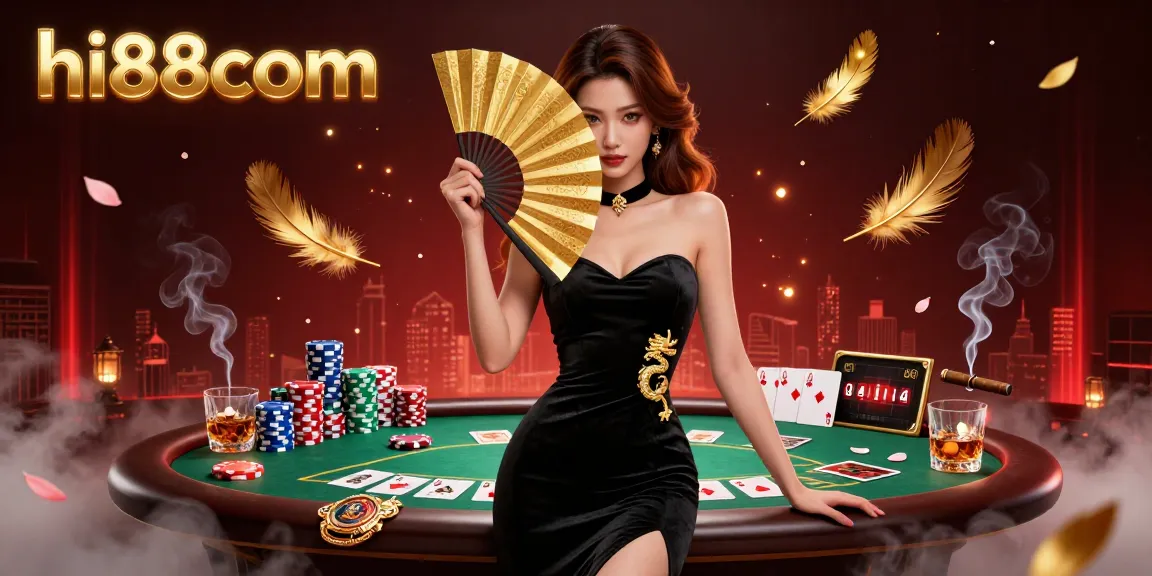 Engage with hi88com exciting poker action featuring an elegant Asian woman and vibrant game elements.