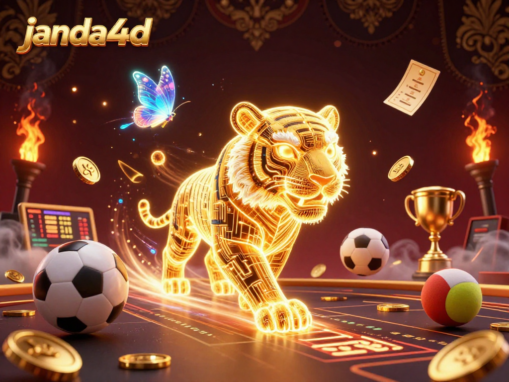 This vibrant scene showcases the janda4d gaming experience with golden casino elements and lively sports dynamics.