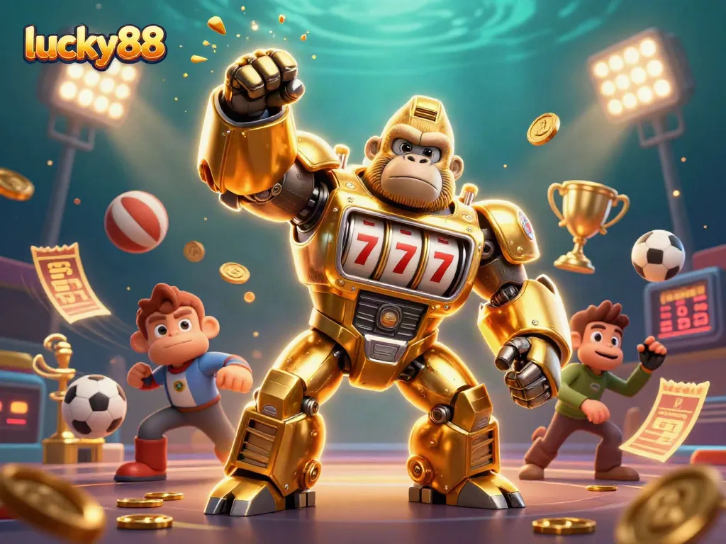 Experience thrilling action with lucky88's golden mech and dynamic gaming elements.