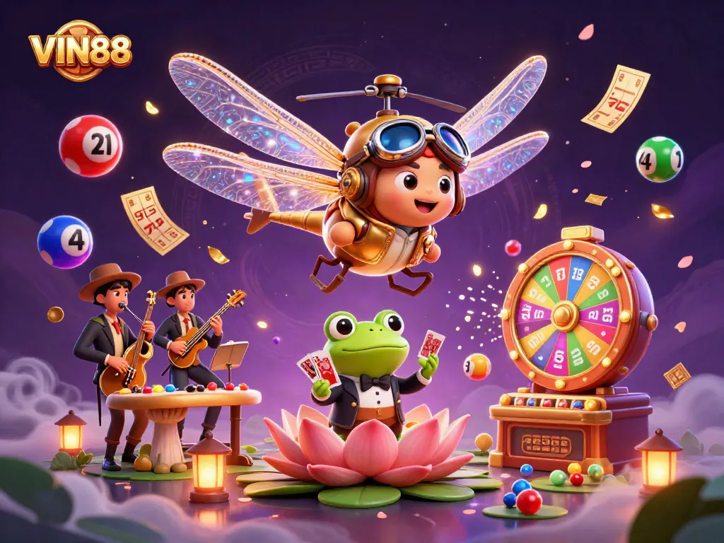 Experience thrilling gameplay at VIN88 with vibrant characters and dynamic casino elements.