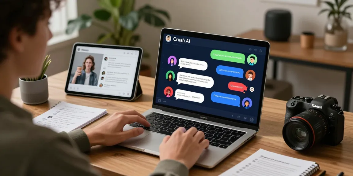 Engaging Crush AI conversation in a cozy office setting.