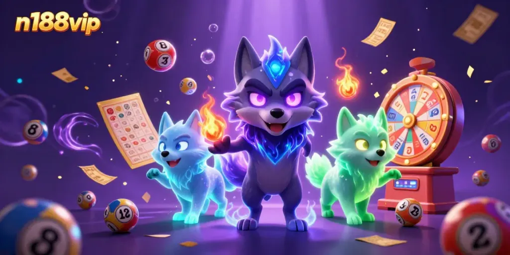 Experience thrilling gaming action with n188vip featuring ghostly wolves and vibrant casino elements.