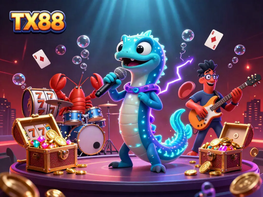 Engage with the electrifying TX88 underwater casino experience featuring bouncing reels and vibrant characters.
