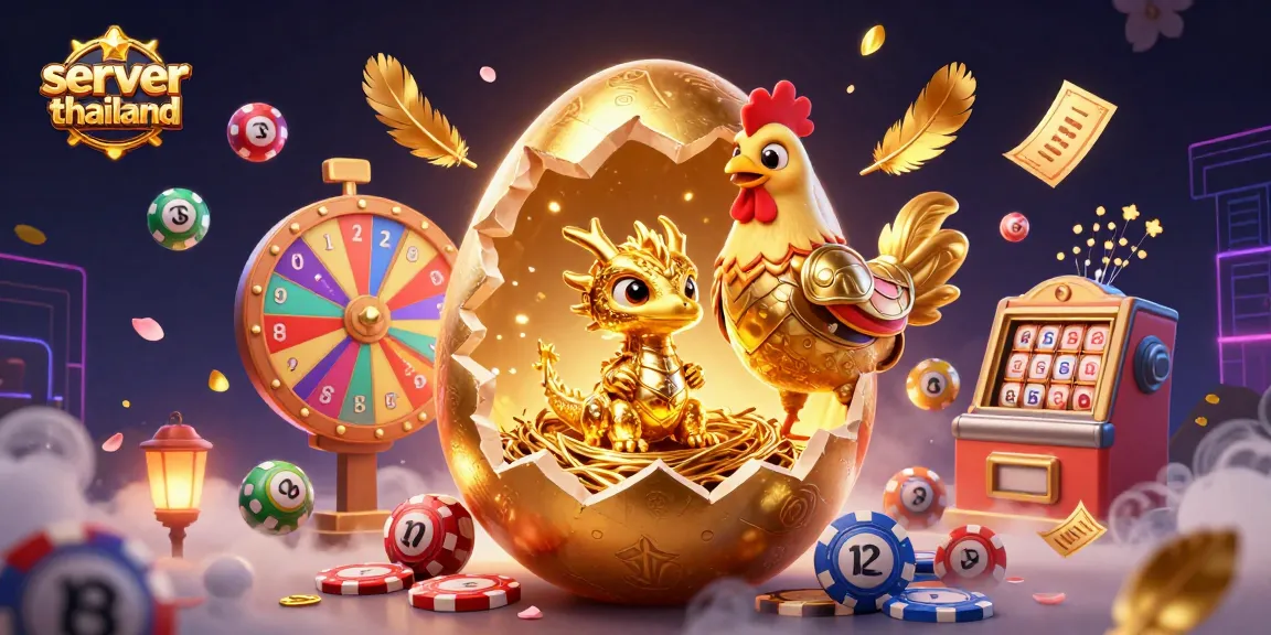 Win big with server thailand as a golden baby dragon emerges from a colossal egg amidst thrilling casino elements.