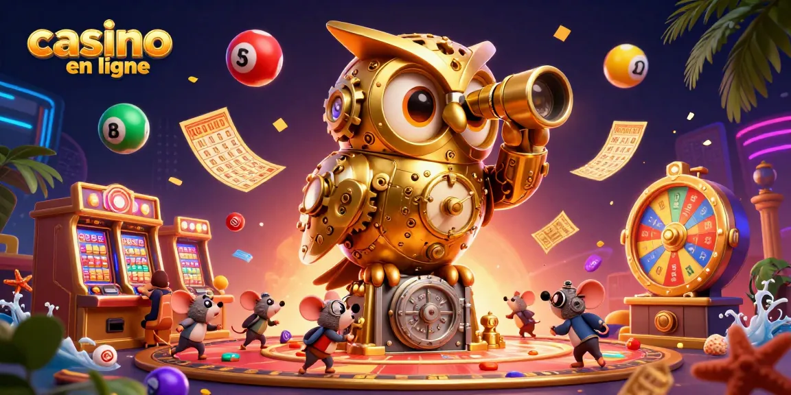Profitez du casino en ligne avec cette illustration colorée et dynamique remplie de jeux captivants.