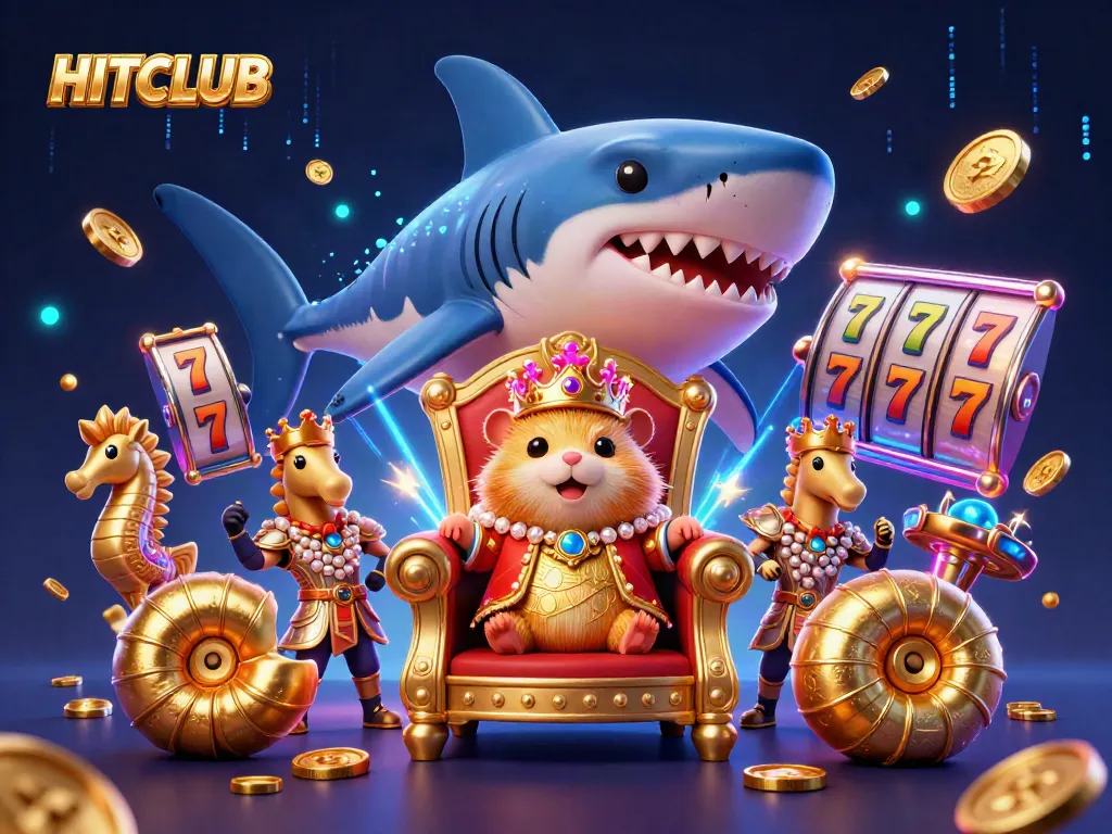 Experience HITCLUB: A thrilling 3D casino scene featuring vivid characters and dynamic game elements.