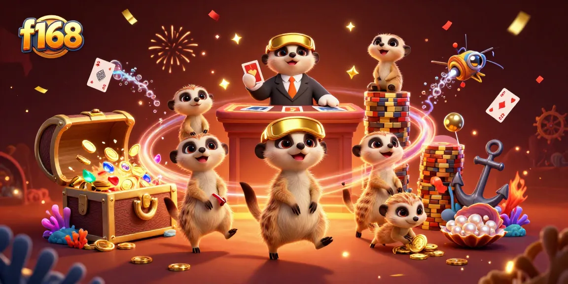 Experience thrilling wins at f168 casino with captivating meerkat characters and vibrant gaming elements.