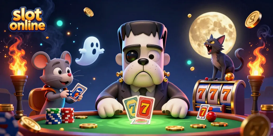Experience thrilling slot online action with animated characters at a spooky casino