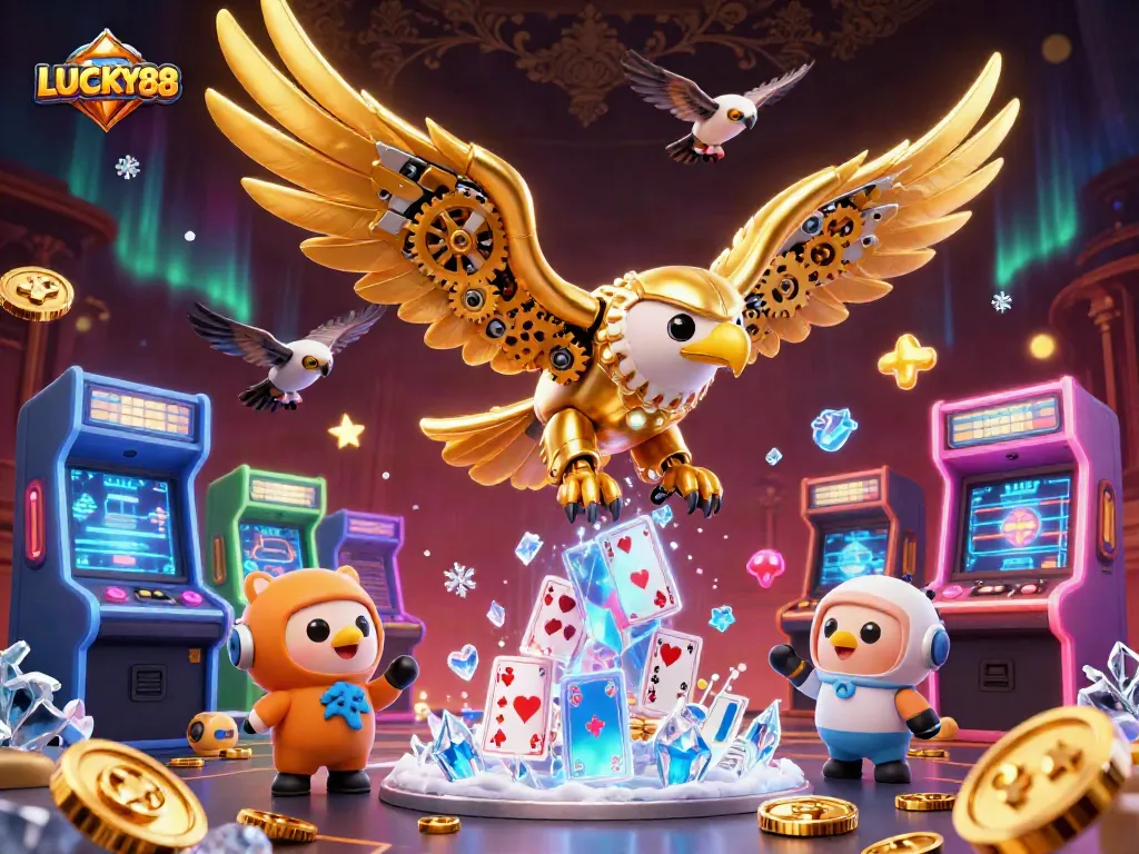 LUCKY88 showcases an exhilarating dive through holographic cards and 3D gaming elements.