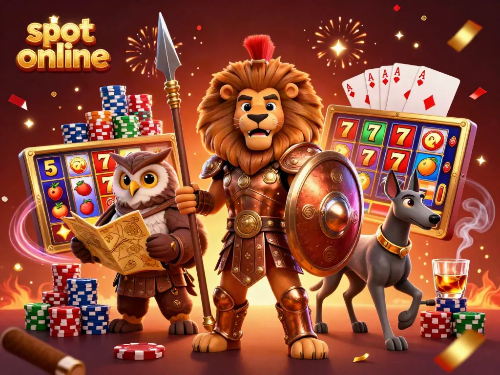 Experience the thrill of slot online with dynamic characters and jackpot elements in a vibrant scene.