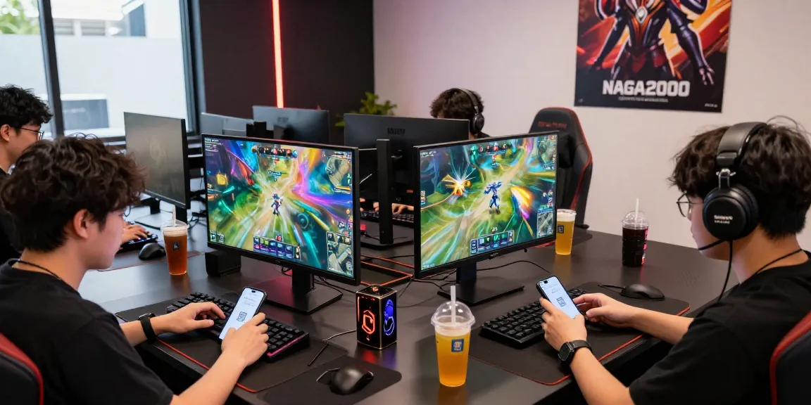 NAGA2000 topup akun game dengan QRIS tanpa biaya admin, gamer asyik menunggu transaksi.