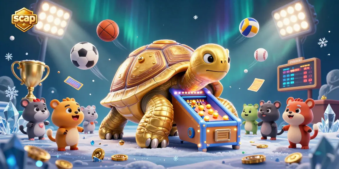 Experience exhilarating gaming at scap with 3D tortoise pinball action and vibrant sports energy.