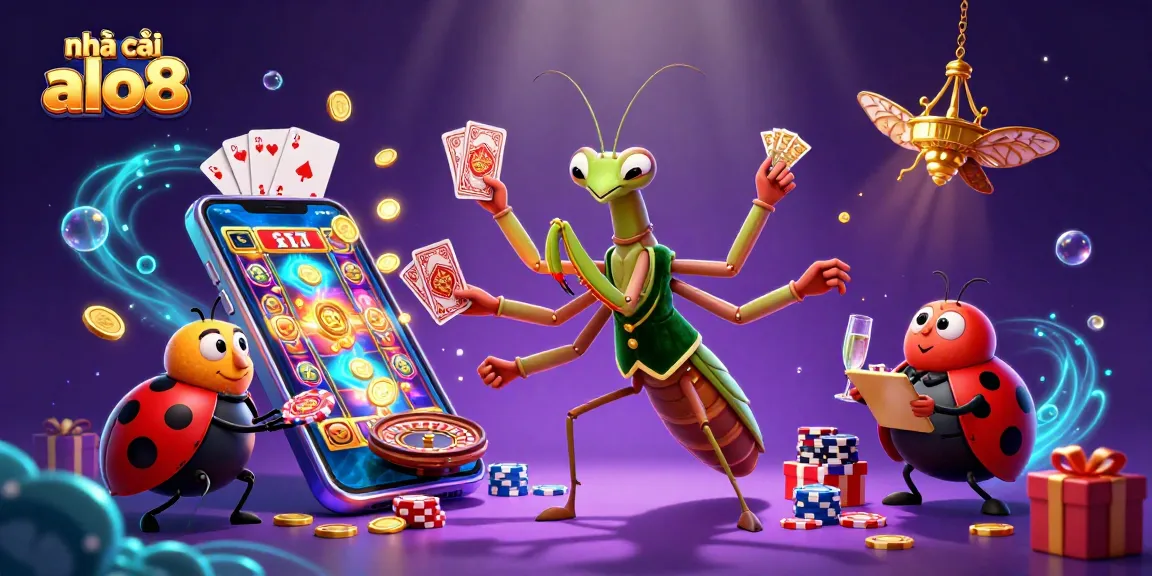 Experience the thrill of nhà cái alo8 with unique gaming characters in a vibrant casino scene.
