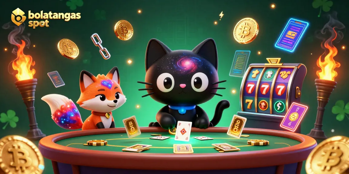 Engage with bolatangkas slot featuring a colorful cosmic casino scene of a black hole cat and a nebula fox.