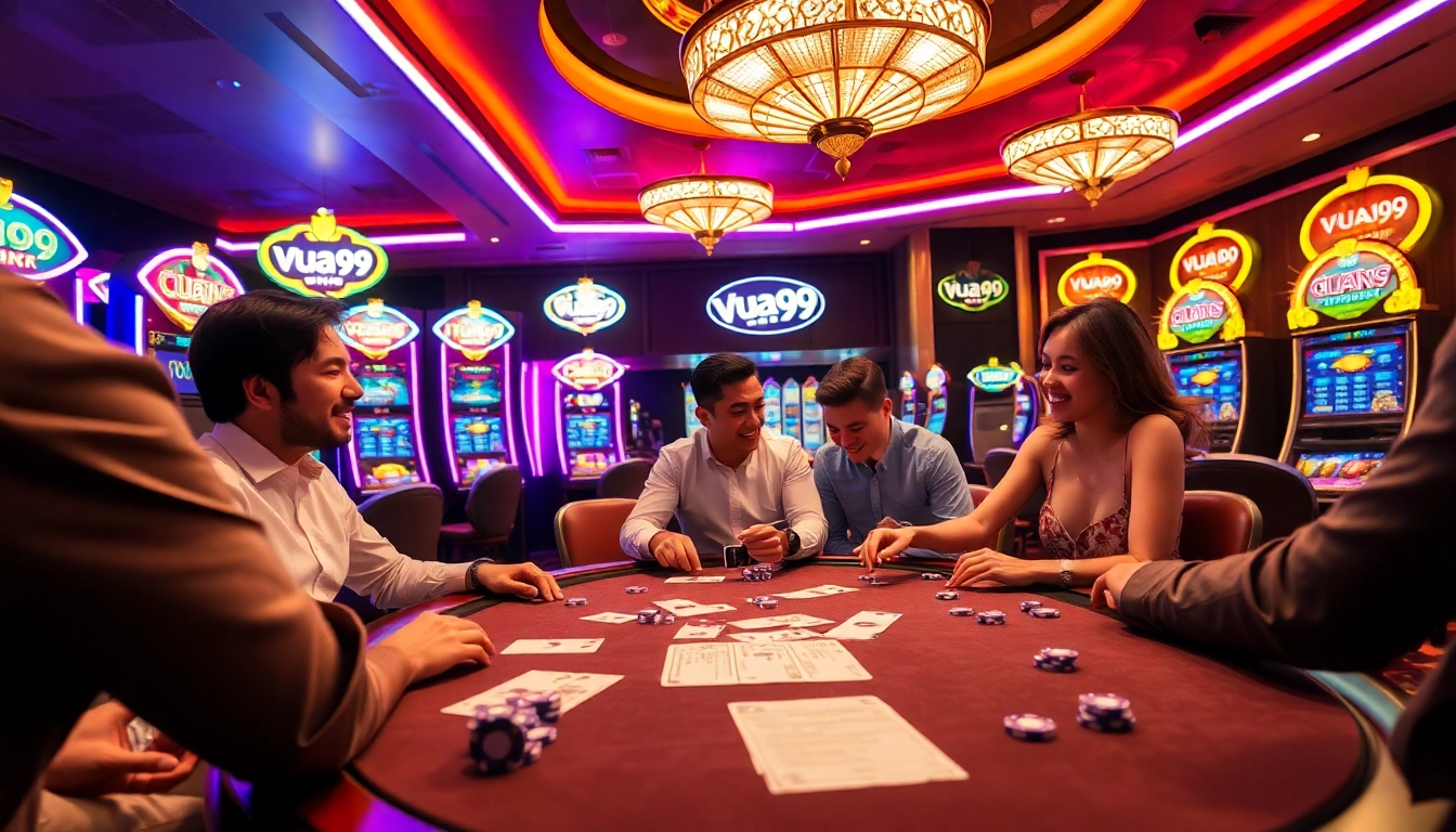 Players enjoying thrilling games at Vua99, experiencing the excitement of slot machines.