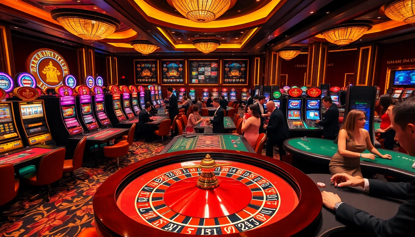 A thrilling casino atmosphere featuring gambling tables, players, and the online platform https://hanoiculturetravel.com/ for an engaging gaming experience.